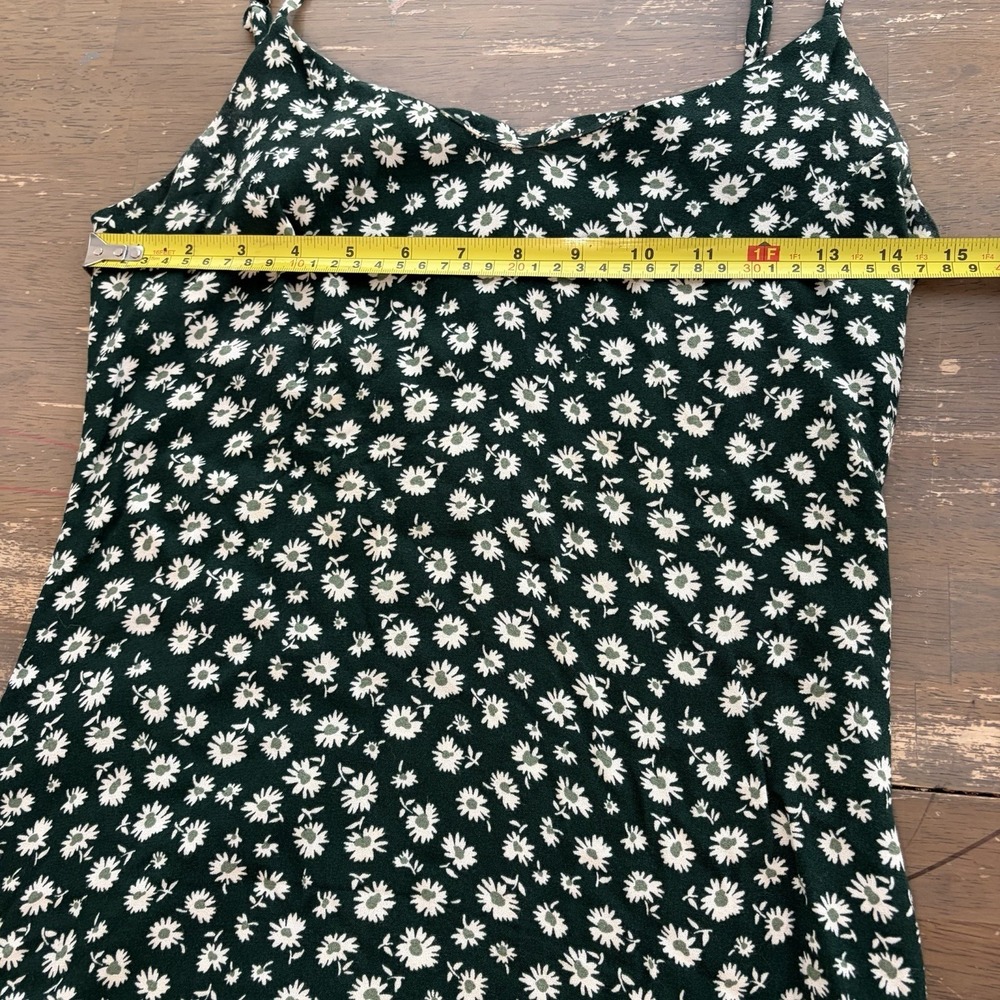 Reformation Size 0 Crimini Green Floral Slip Midi Dress with Side Slit Y2K - Picture 6 of 8